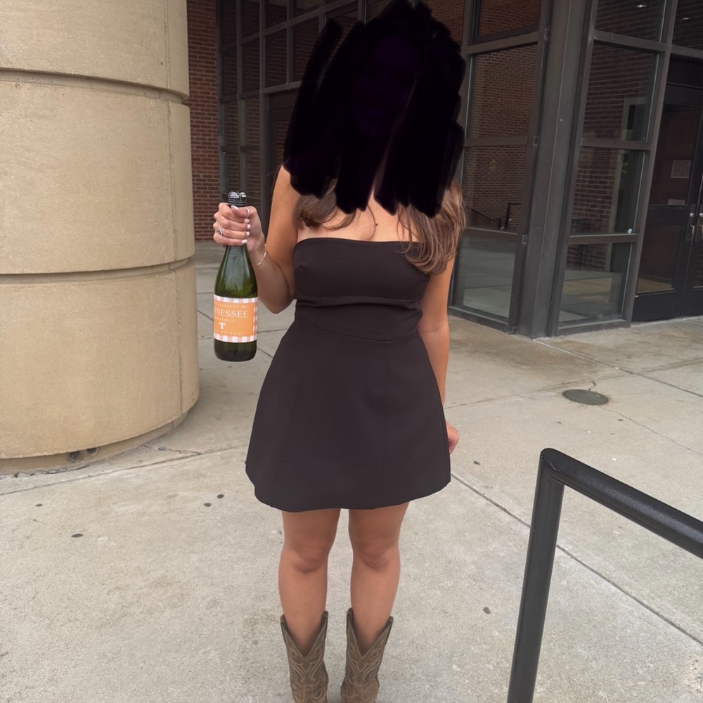 Zara Chic Black Strapless Dress